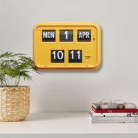 TWEMCO Calendar Flip Wall Clock QD-35 Yellow