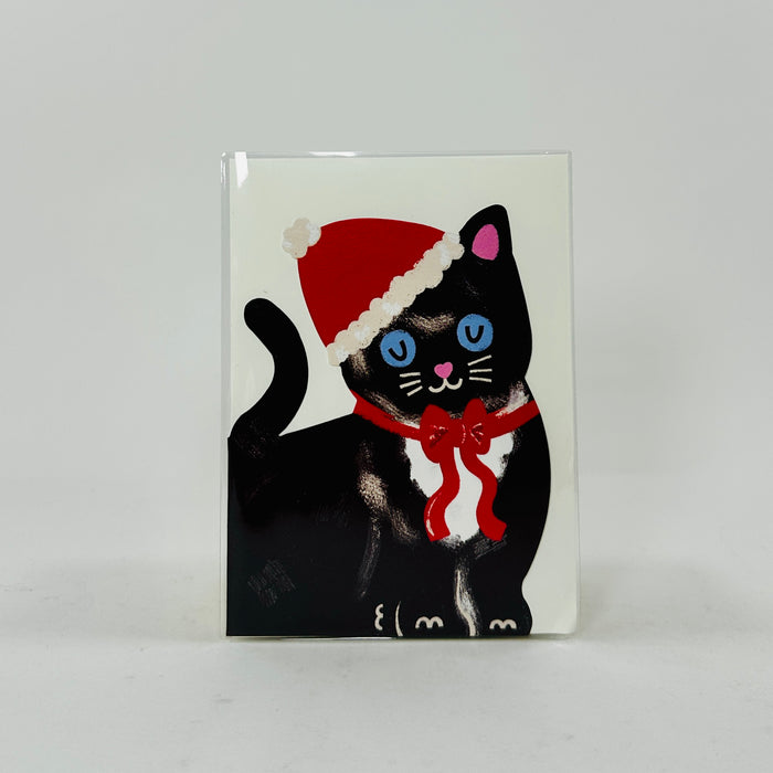 Black & White Christmas Kitten - Raspberry Blossom Card