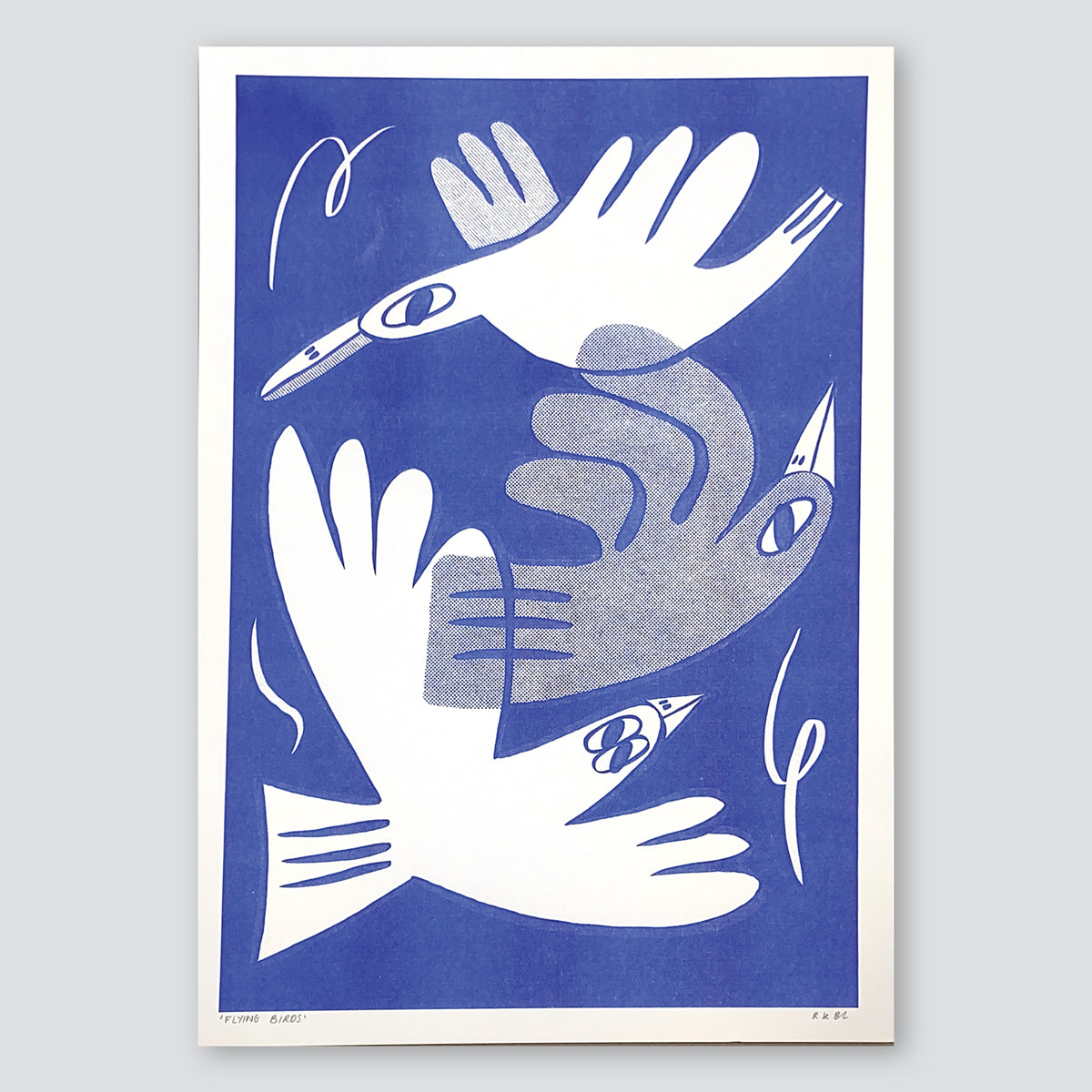 Blue Birds A3 Print - Rebecca Buchanan