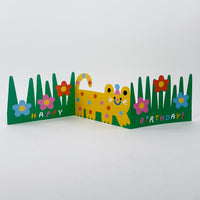 Cat in Grass Fold Out Card - Wrap Card
