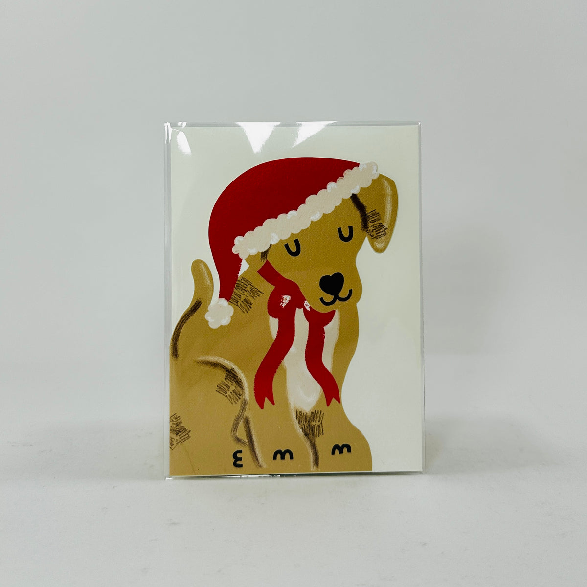 Golden Christmas Puppy - Raspberry Blossom Card