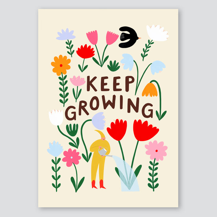 Keep Growing A3 Print - Little Black Cat