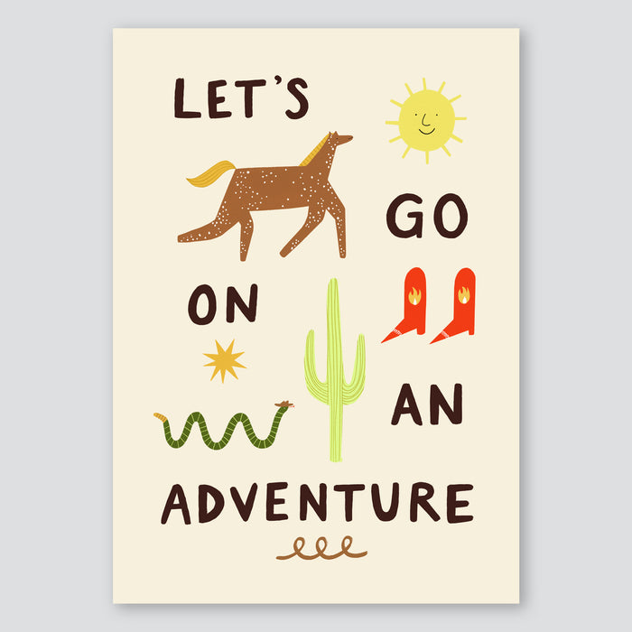 Let's Go on an Adventure A3 Print - Little Black Cat