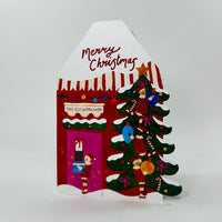 Merry Christmas Elves Workshop - Raspberry Blossom Card