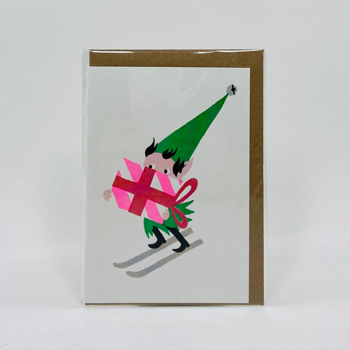 Skiing Elf - Petra Boase Card