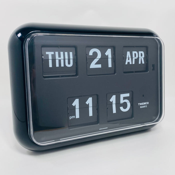 TWEMCO Calendar Flip Wall Clock QD-35 Black