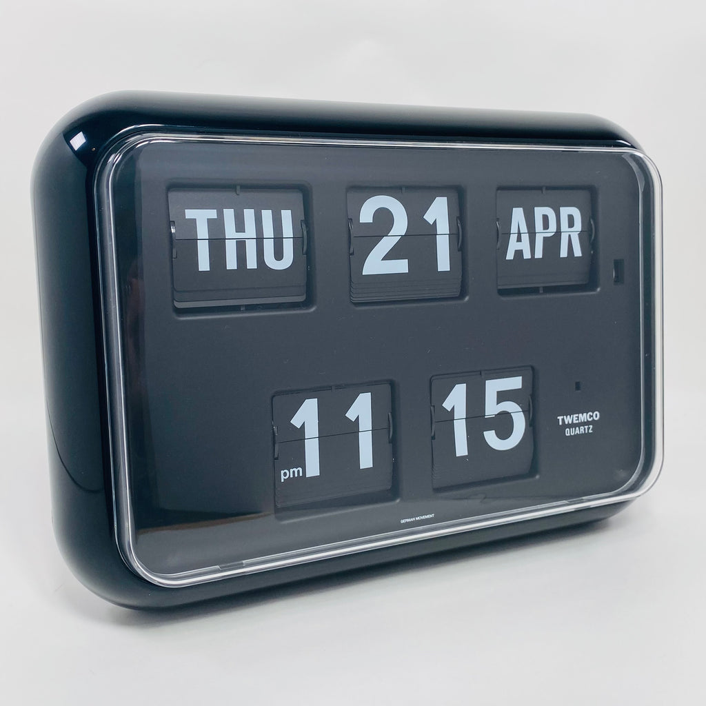 TWEMCO Calendar Flip Wall Clock QD35 Black UNITOM