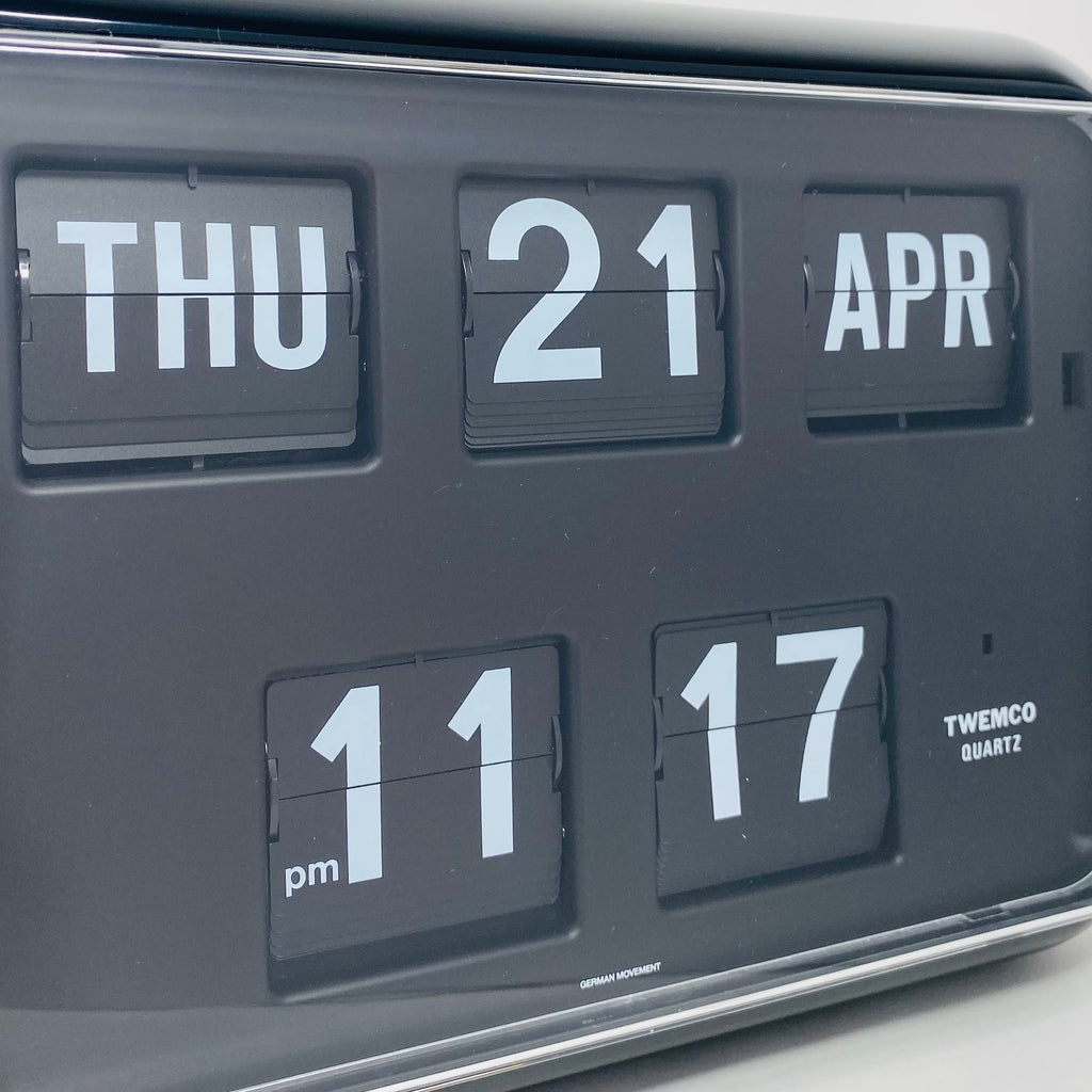 TWEMCO Calendar Flip Wall Clock QD35 Black UNITOM