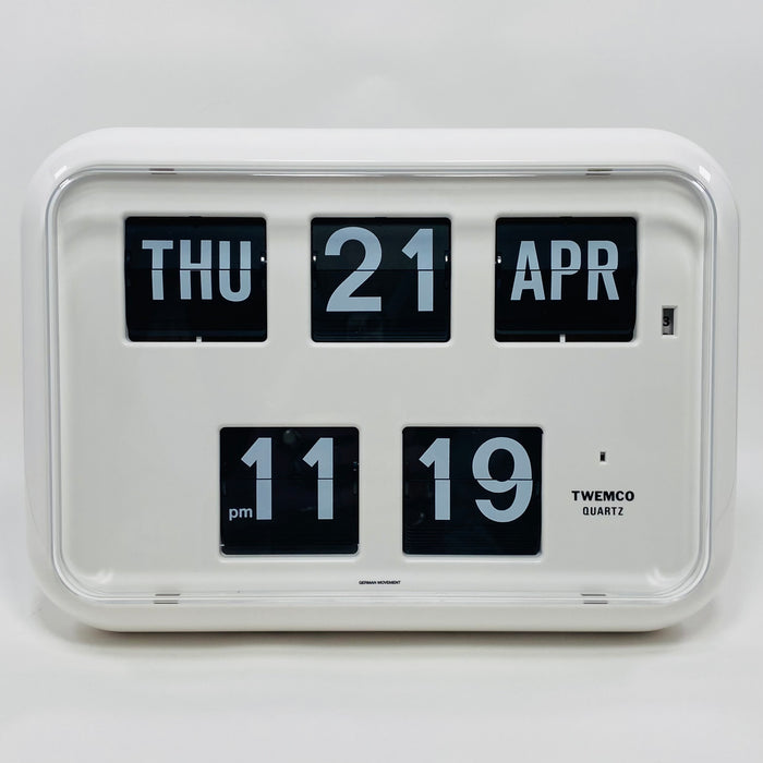 TWEMCO Calendar Flip Wall Clock QD-35 White