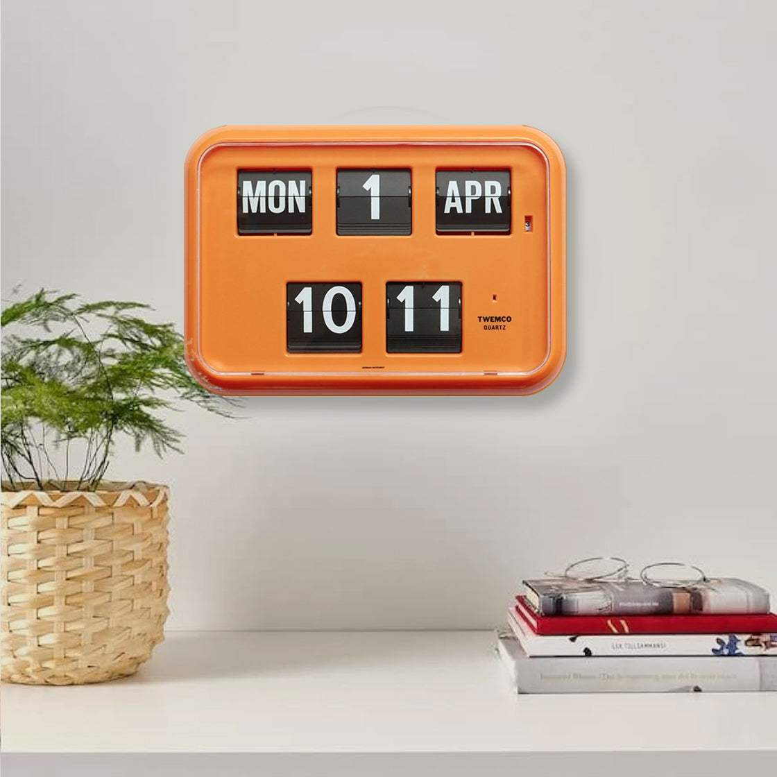 TWEMCO Calendar Flip Wall Clock QD-35 Orange