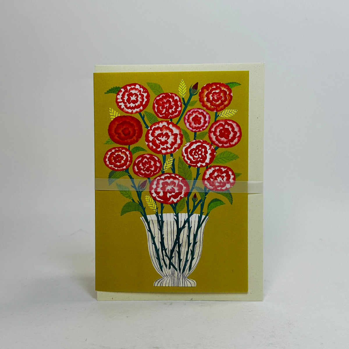 A Dozen Red Roses On Yellow - Hadley Card