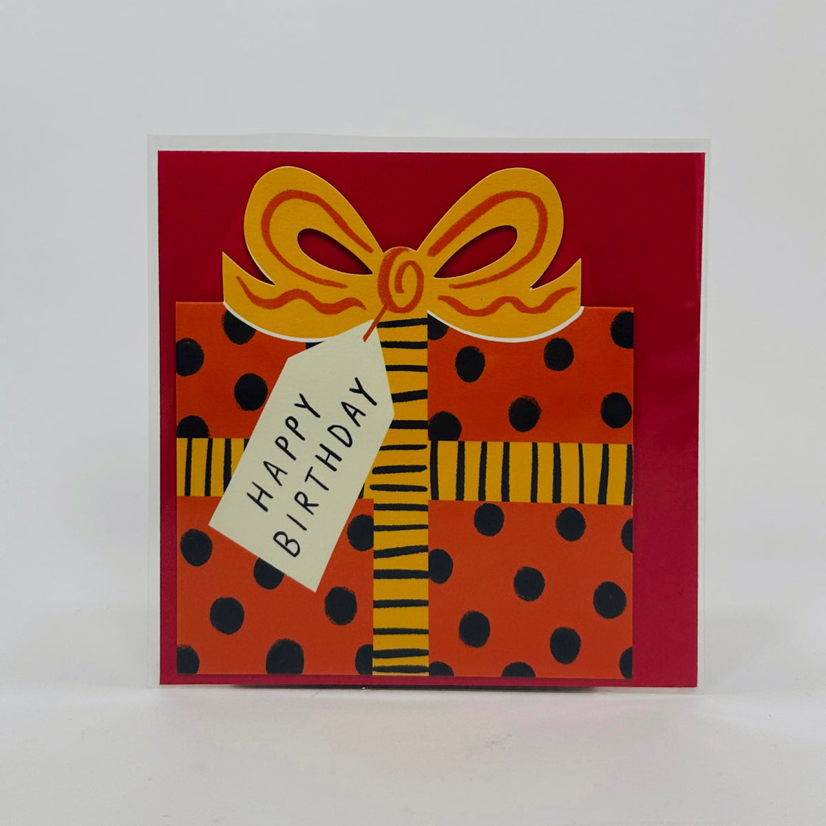 Birthday Bow Red Black Spot - Kitty Kenda Card