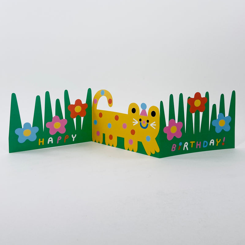Cat in Grass Fold Out Card - Wrap Card