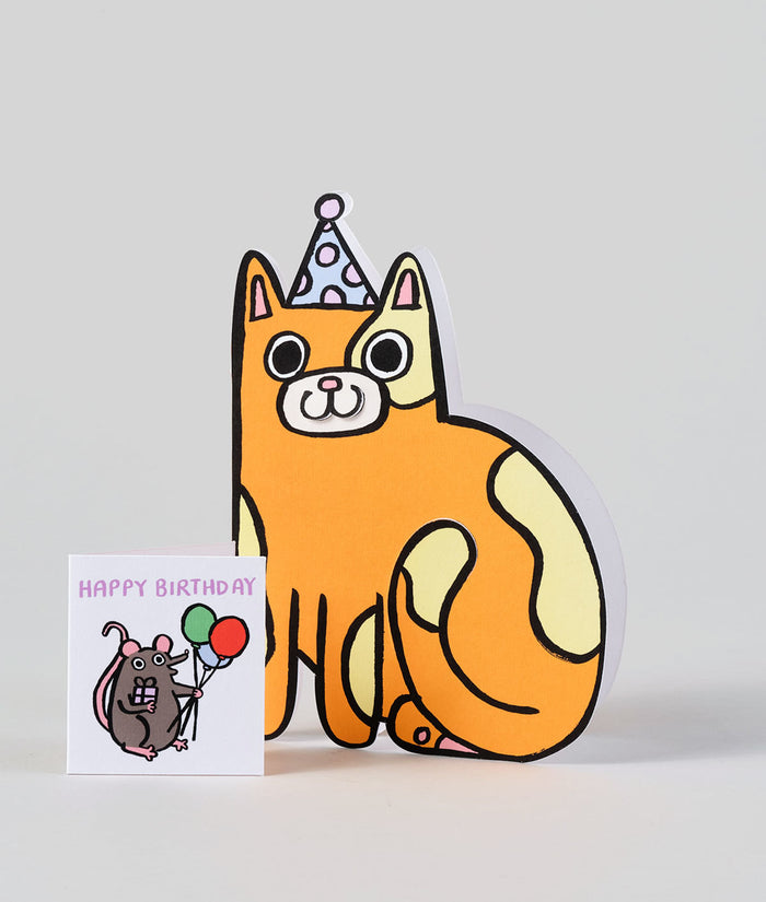 Cat with Mini Card - Wrap Card