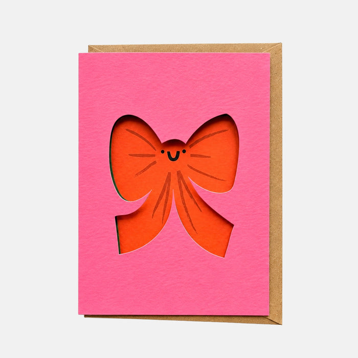 Christmas Bow Die Cut Card - Rumble Christmas Card