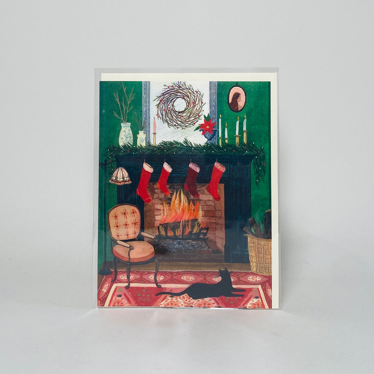 Christmas By The Fireplace - Red Cap Card