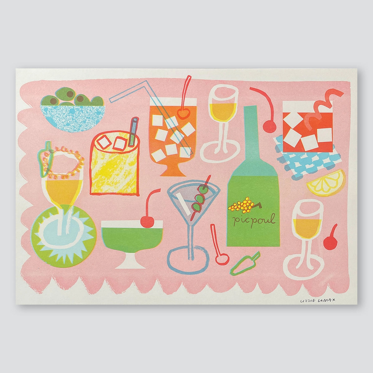 Cocktails A3 Print - Lizzie Lomax