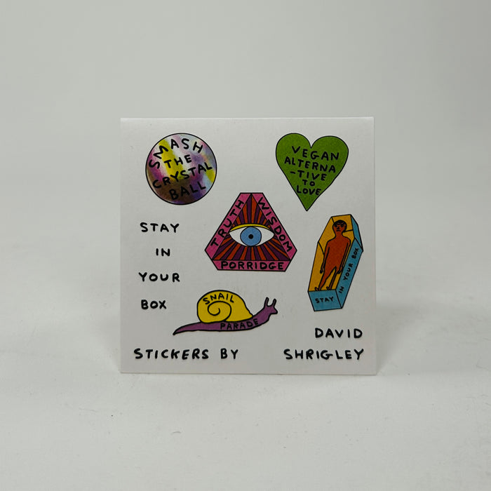 David Shrigley Sticker Pack Stay In Your Box