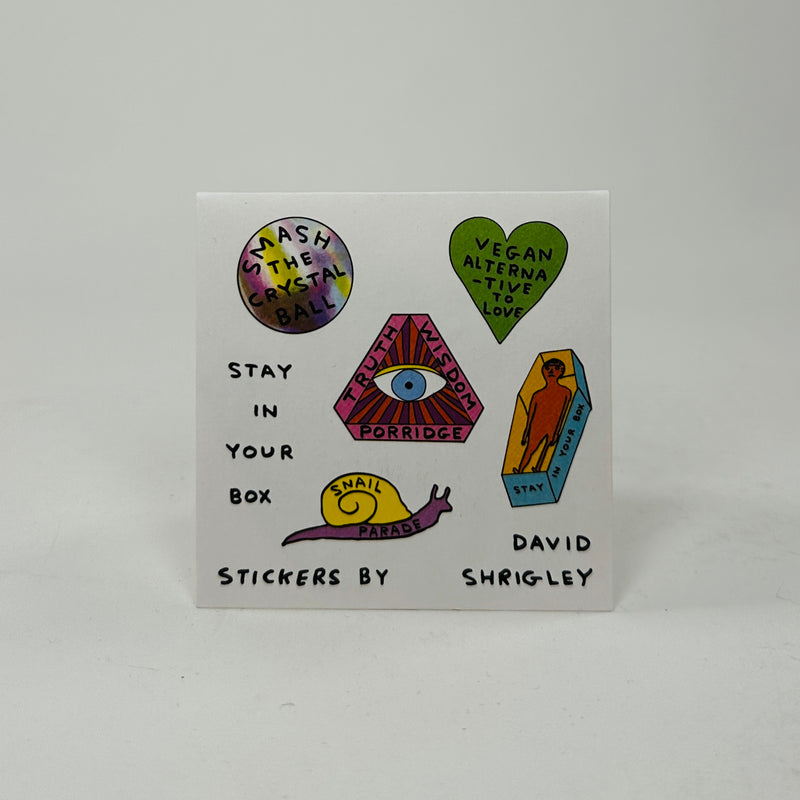 David Shrigley Sticker Pack Stay In Your Box