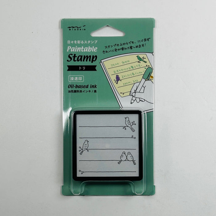 Decorative Birds List - Midori Pre-inked Stamp