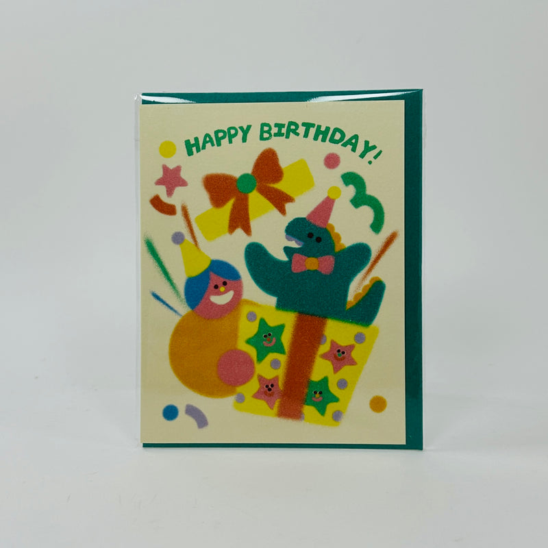 Happy Birthday Dino & Present - Wrap Card