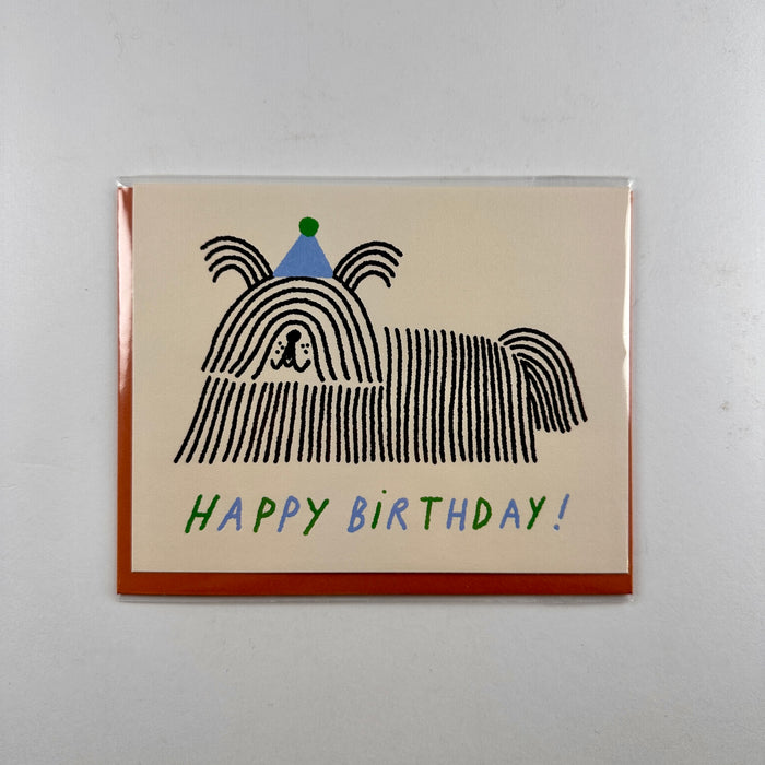 Happy Birthday Dog With Hat - Wrap Card