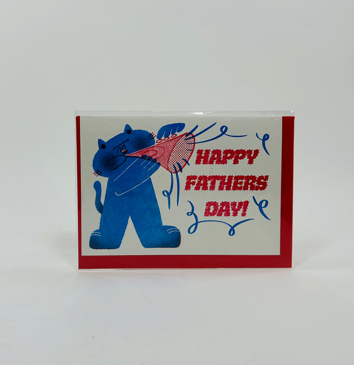 Happy Fathers Day Cat With Trumpet - Rebecca Buchanan Card