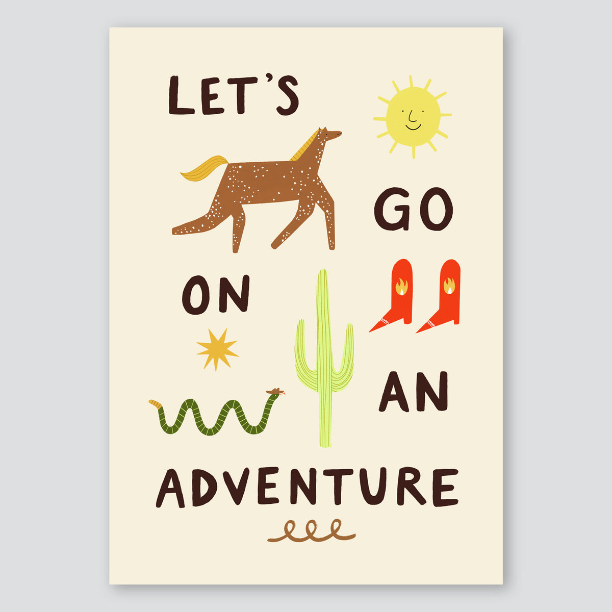 Let's Go on an Adventure A3 Print - Little Black Cat