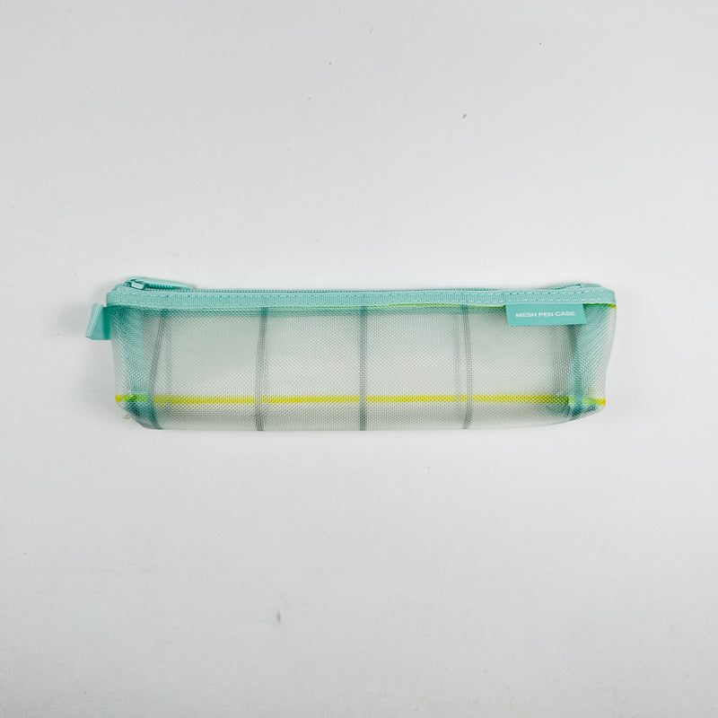 Midori Mesh Pen Case - Check Mint Green