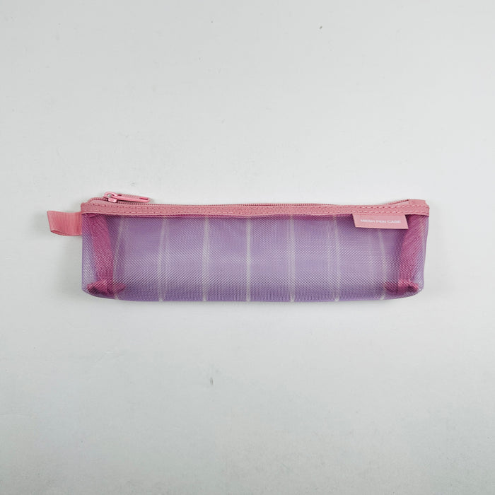 Midori Mesh Pen Case - Stripe Pink