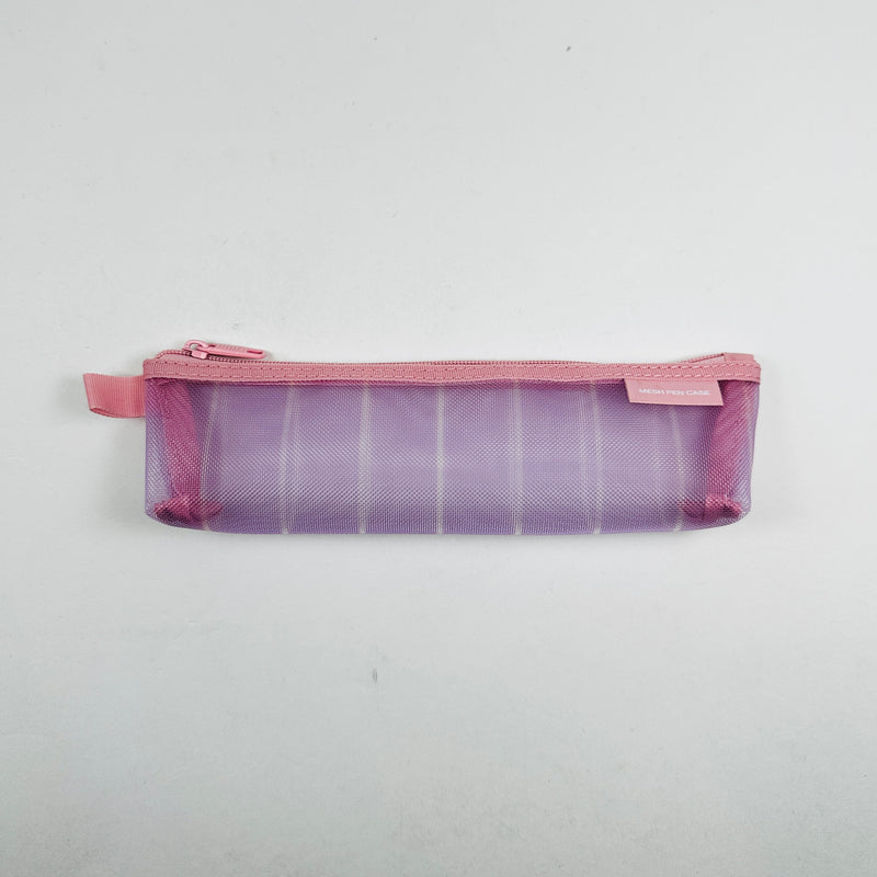 Midori Mesh Pen Case - Stripe Pink