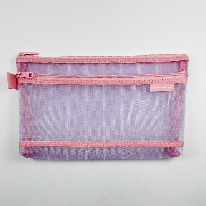 Midori Mesh Pen Pouch - Stripe Pink