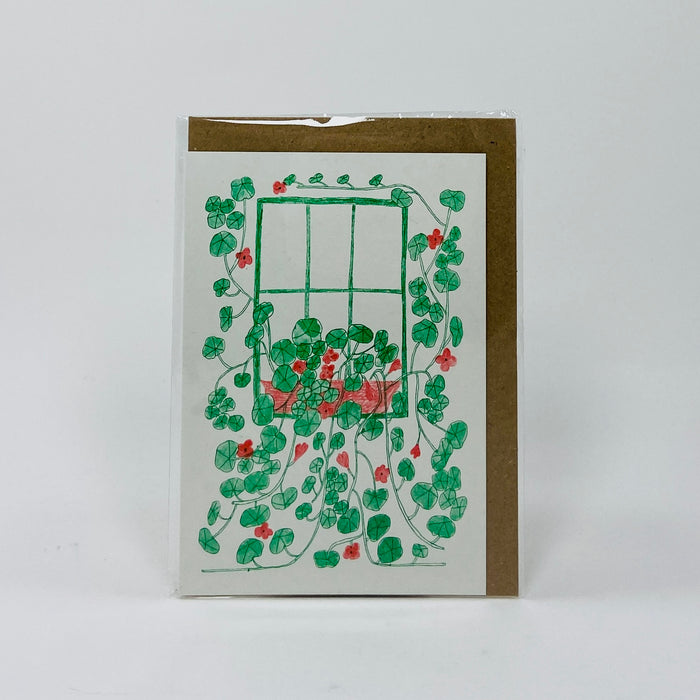 Nasturtium Windowsill  - Hot Pink Press Card