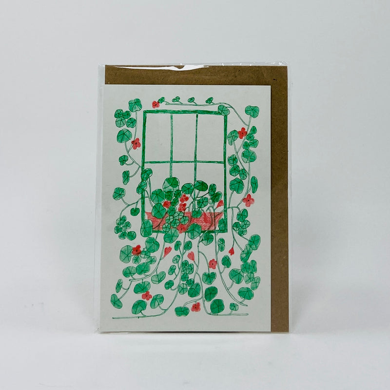 Nasturtium Windowsill  - Hot Pink Press Card