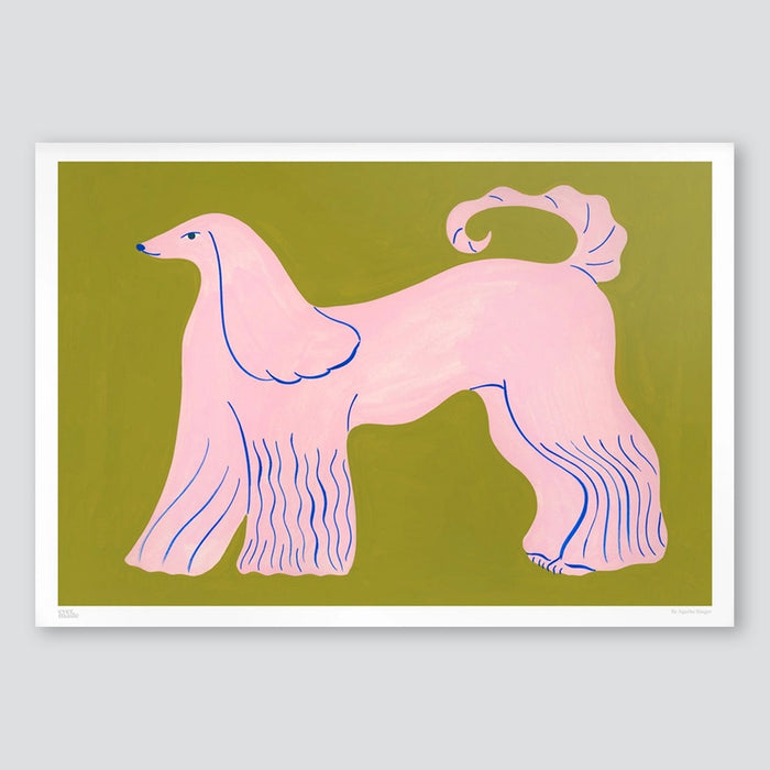 Pink Afghan Hound A3 Print - Agathe Singer x Evermade