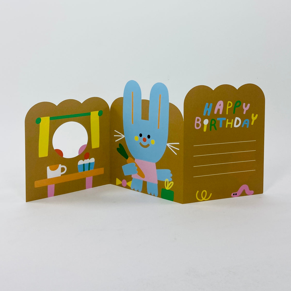Rabbit In Burrow Fold Out Card - Wrap Card