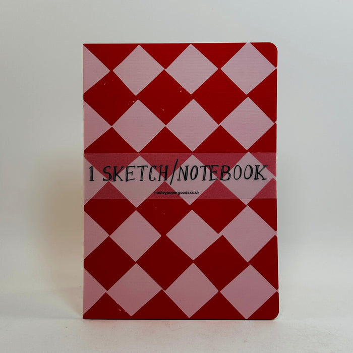 Red and Pink A5 Chequered Sketch/Notebook - Hadley