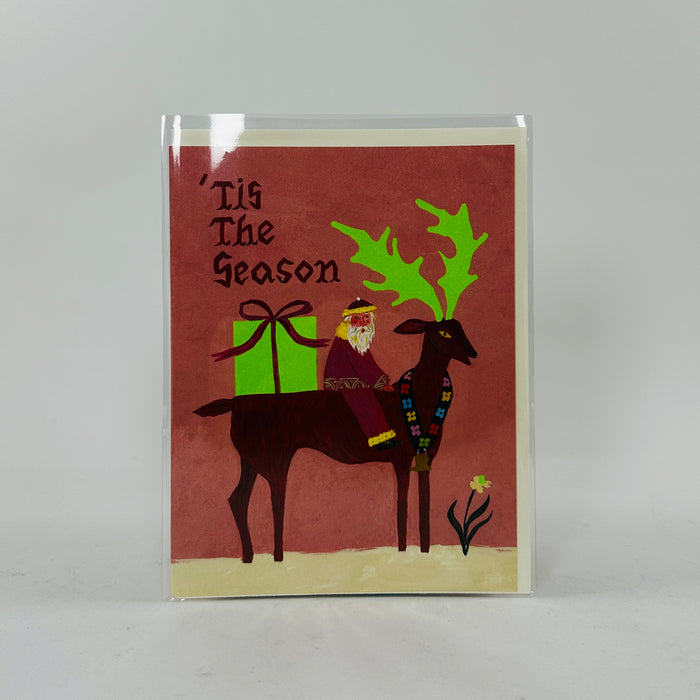 Santa and Reindeer - Red Cap Card