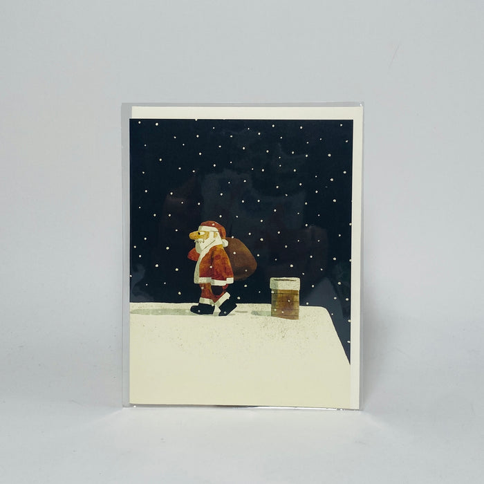 Santa on Rooftop - Red Cap Card