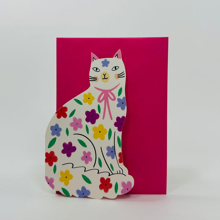 Sitting Floral Kitty Floral - Kitty Kenda Card