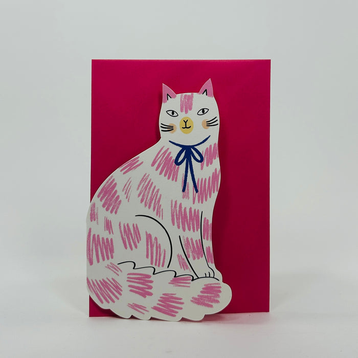 Sitting Kitty Pink - Kitty Kenda Card