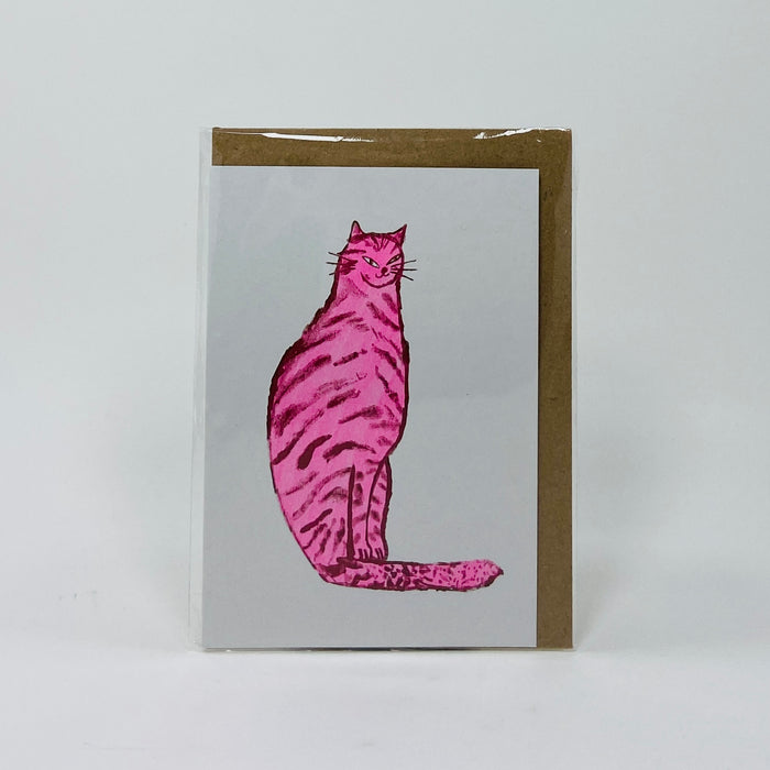 Sneaky Pink Cat - Hot Pink Press Card