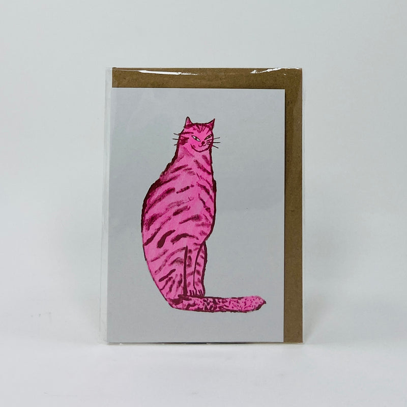 Sneaky Pink Cat - Hot Pink Press Card