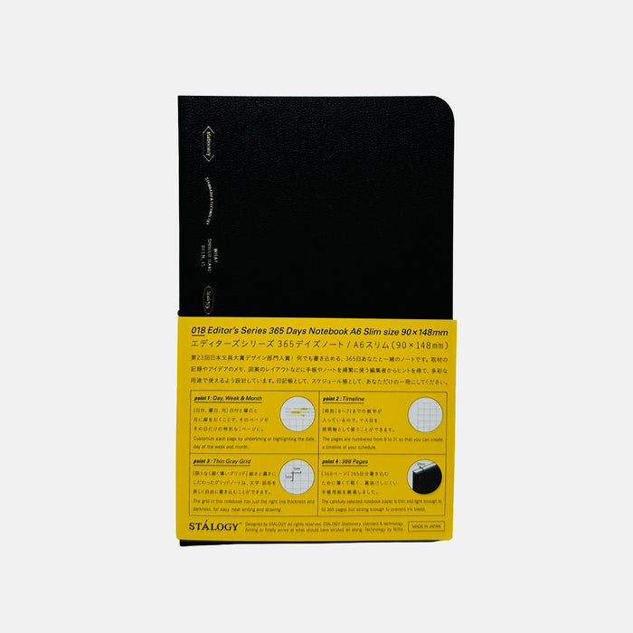 Stalogy 365 Days Notebook (A6) Slim - Black
