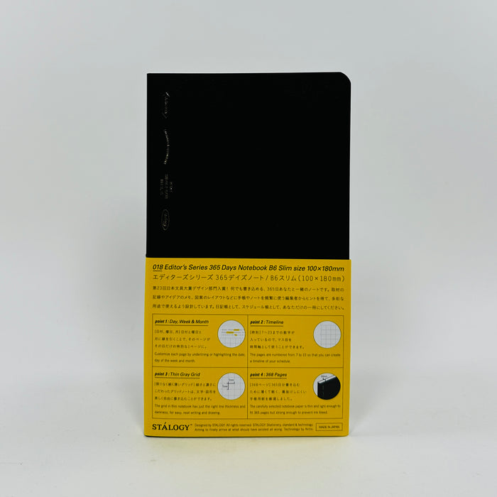 Stalogy 365 Days Notebook (B6) Slim - Black
