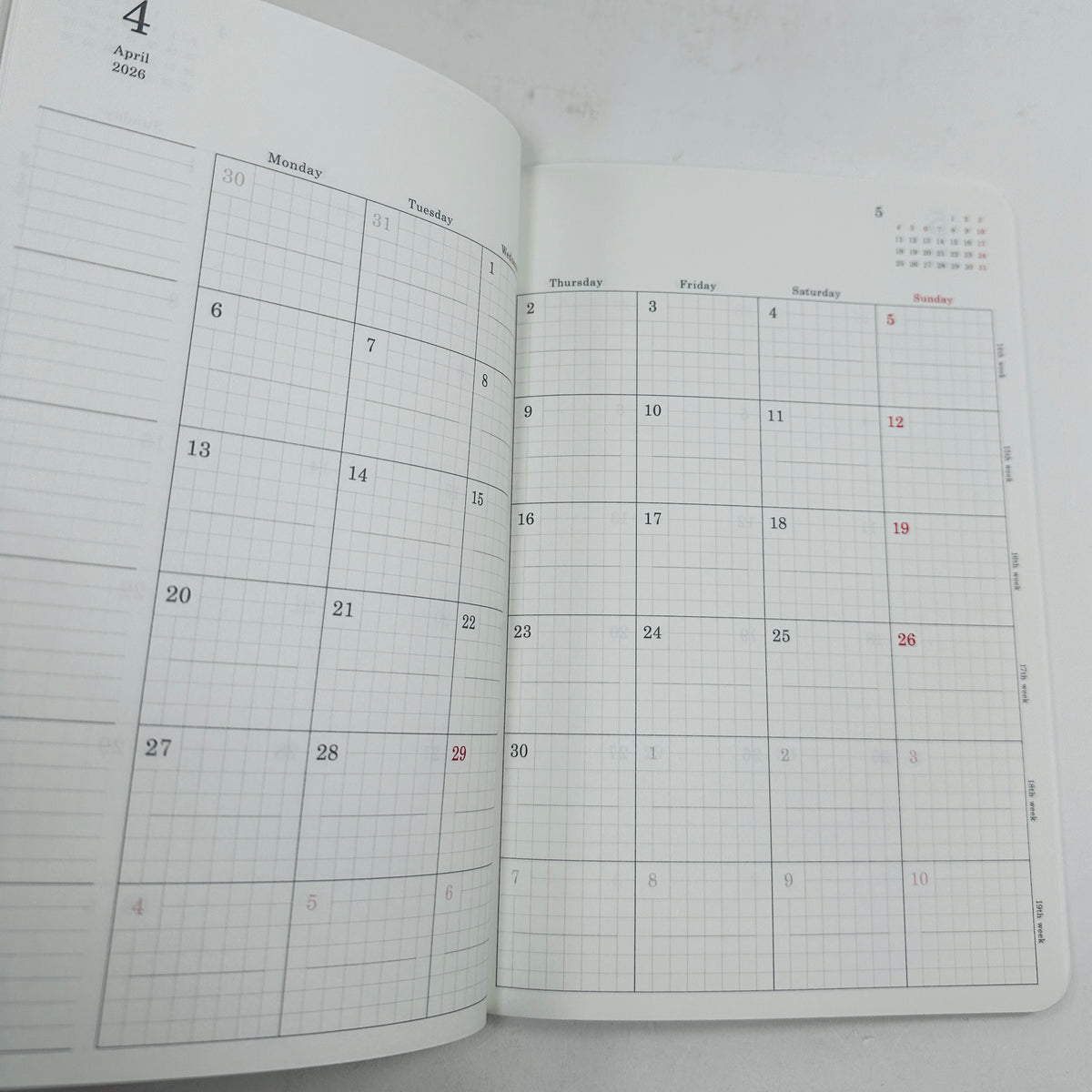 Stalogy Slim Monthly Diary 2026 (A5) - Black