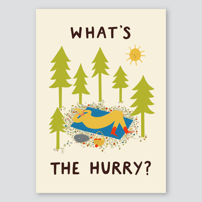 What's The Hurry A3 Print - Little Black Cat