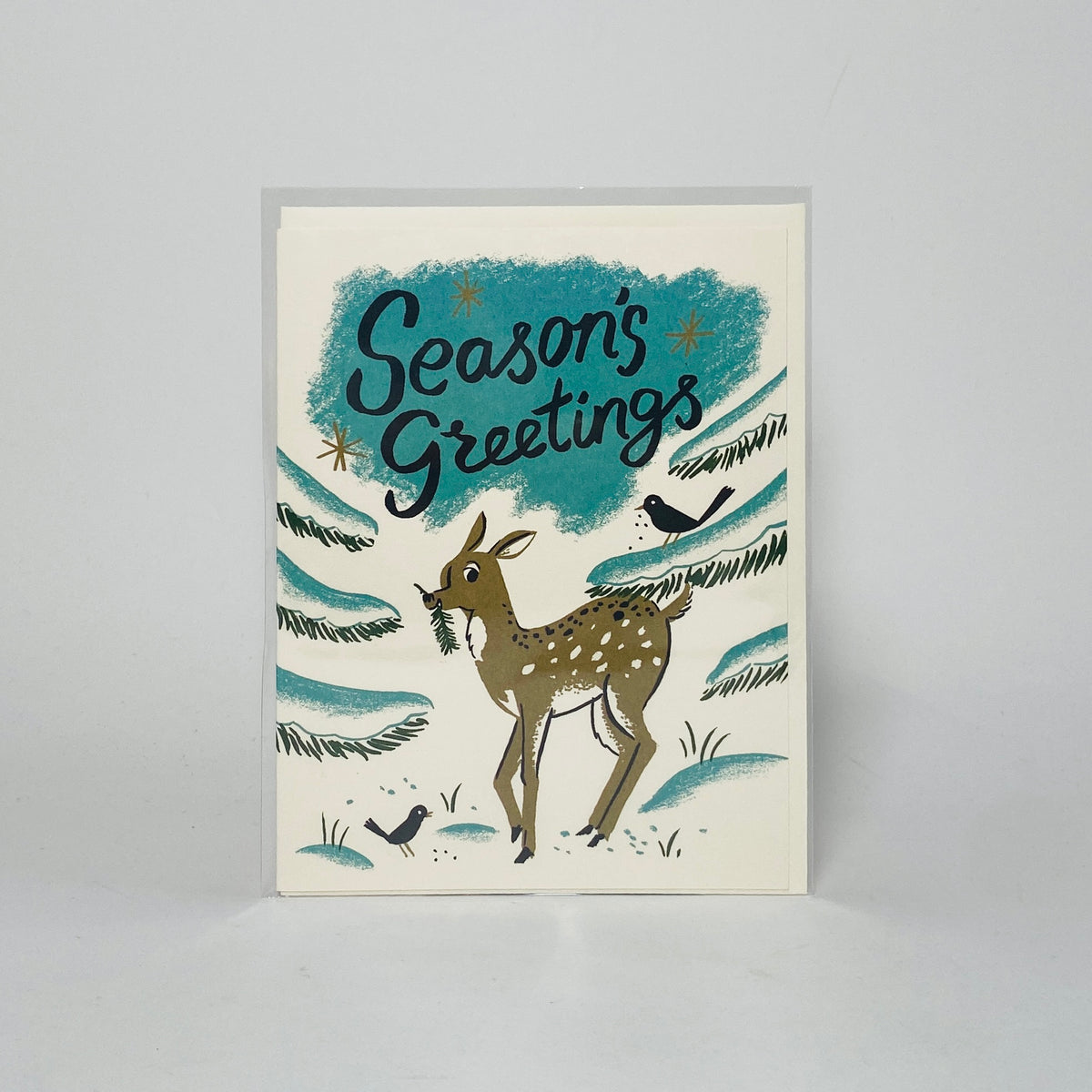 Winter Deer Season's Greetings - Red Cap Card