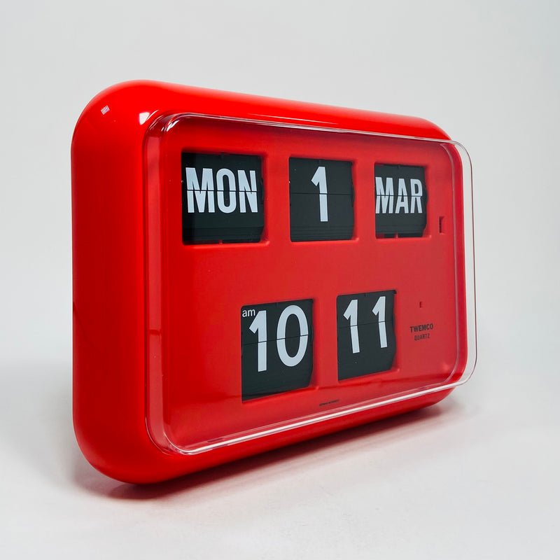 TWEMCO Calendar Flip Wall Clock QD-35 Red