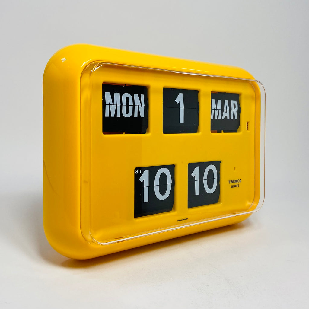 TWEMCO Calendar Flip Wall Clock QD-35 Yellow